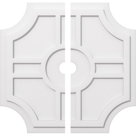 Ekena Millwork CMP32HS2-03000 32 in. OD x 3 in. ID Square Haus Architectural Grade PVC Contemporary Ceiling Medallion - 2 Piece
